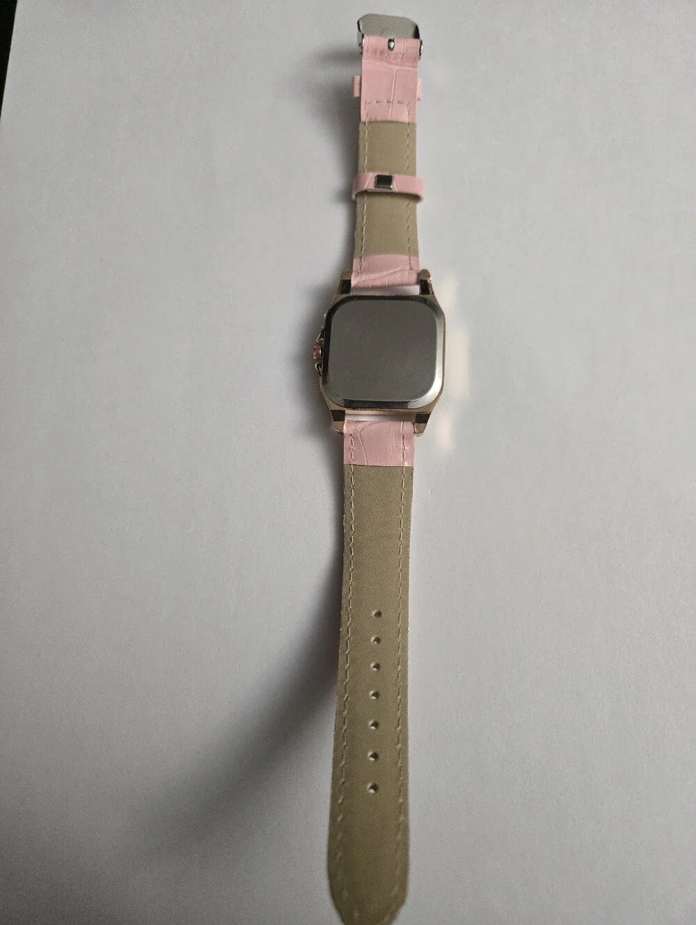 Women's Pink Leather Strap Watch with Crystal-Set Rose Gold Case